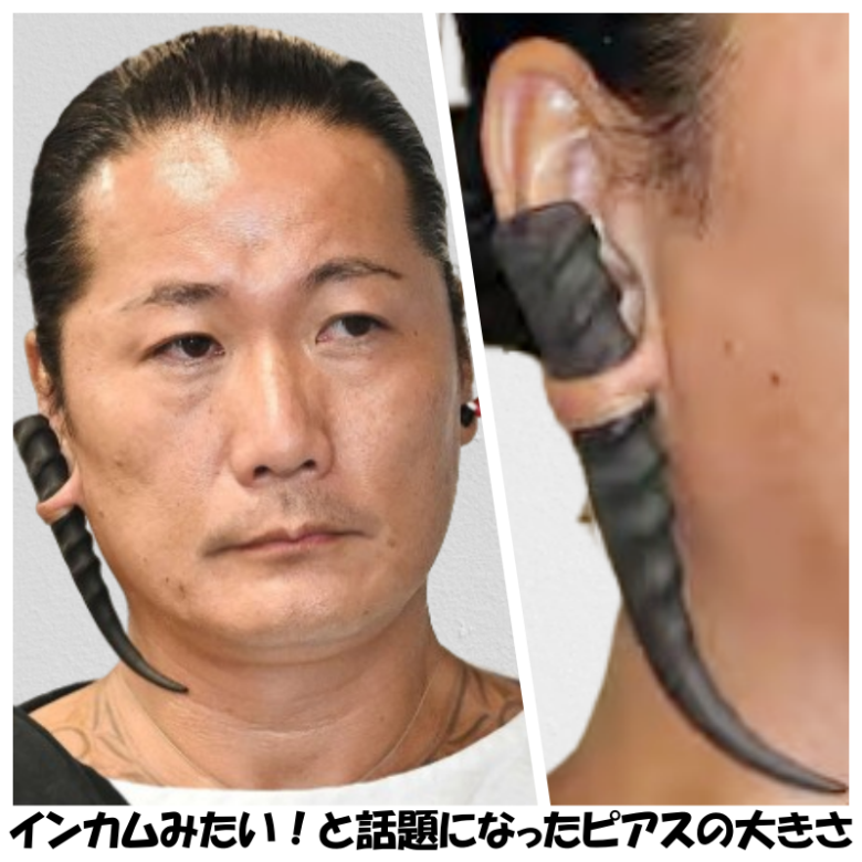 目が釘付けになるほどの大きさの鹿の角ピアス