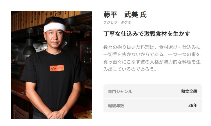 藤平尚真選手の父・武美さんの店「ししまる」　プロフィール画像引用元：ヒトサラ