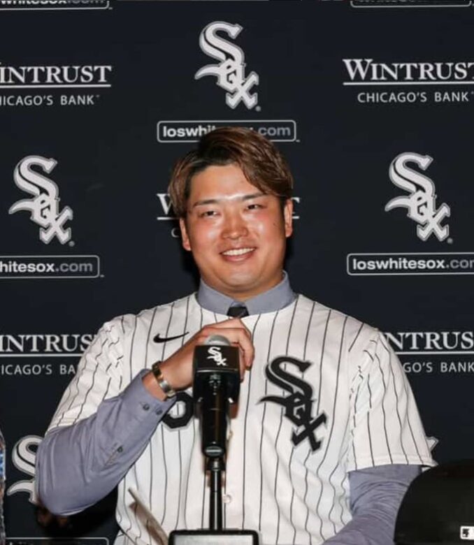 村上宗隆がメジャー進出ホワイトソックスでの会見の画像