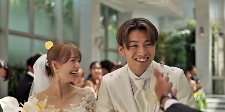 上田綺世と嫁・由布菜月の結婚式画像